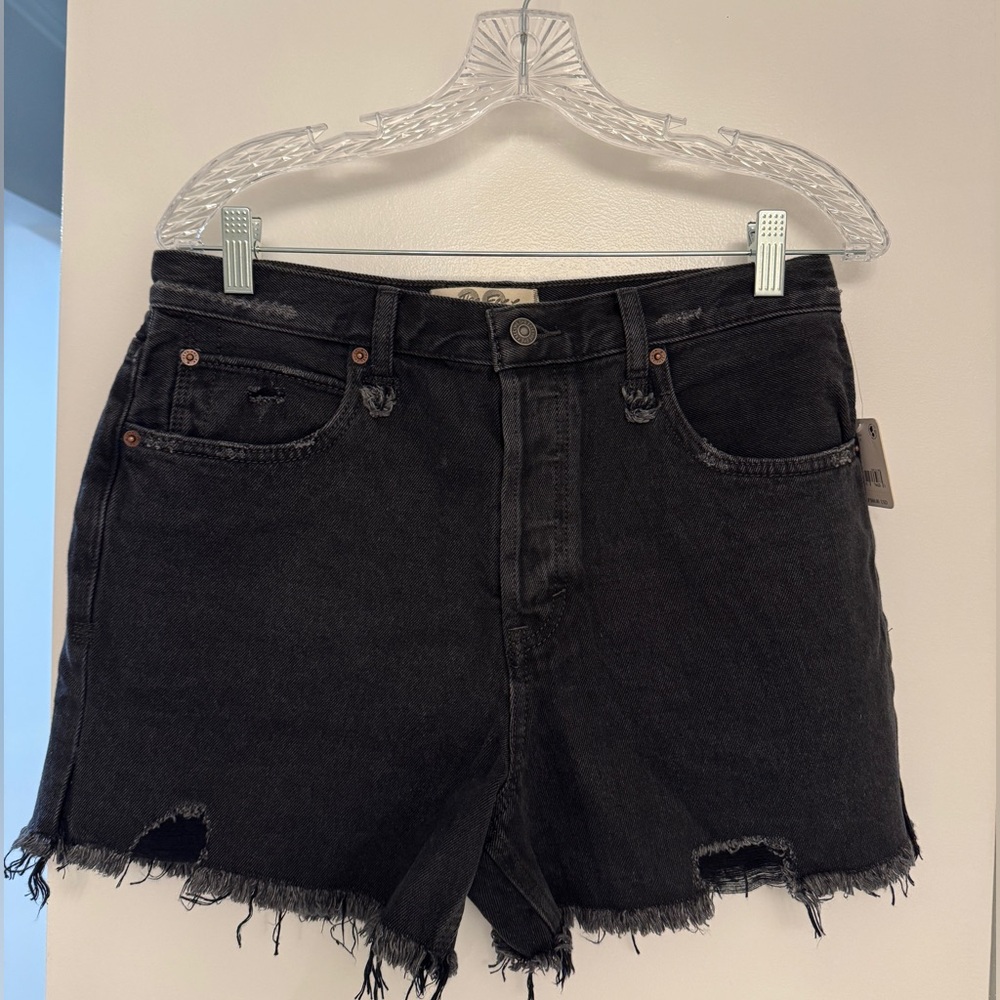 Free People Women's Makai Cutoff Jean Shorts, Washed Black, Size 29